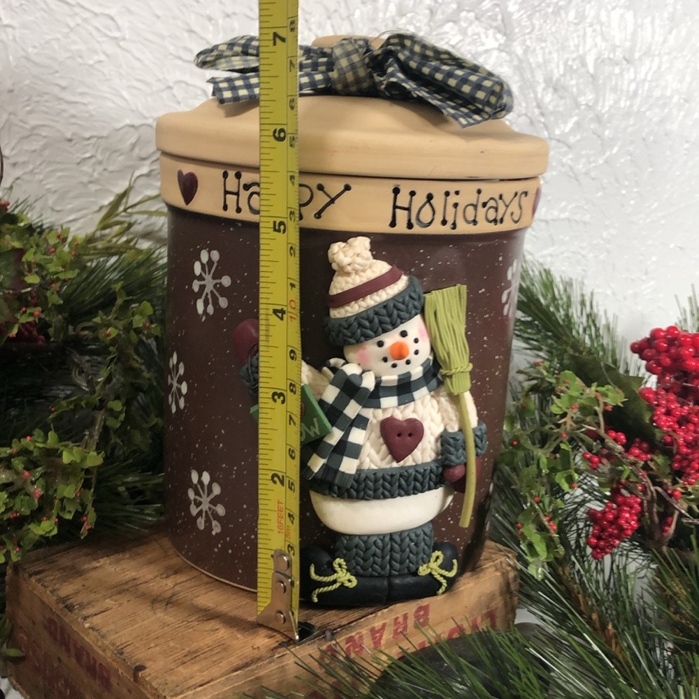 Canister Happy Holidays Snowman Cookie Treat Candy Decor Sealed Jar - Picture 14 of 16